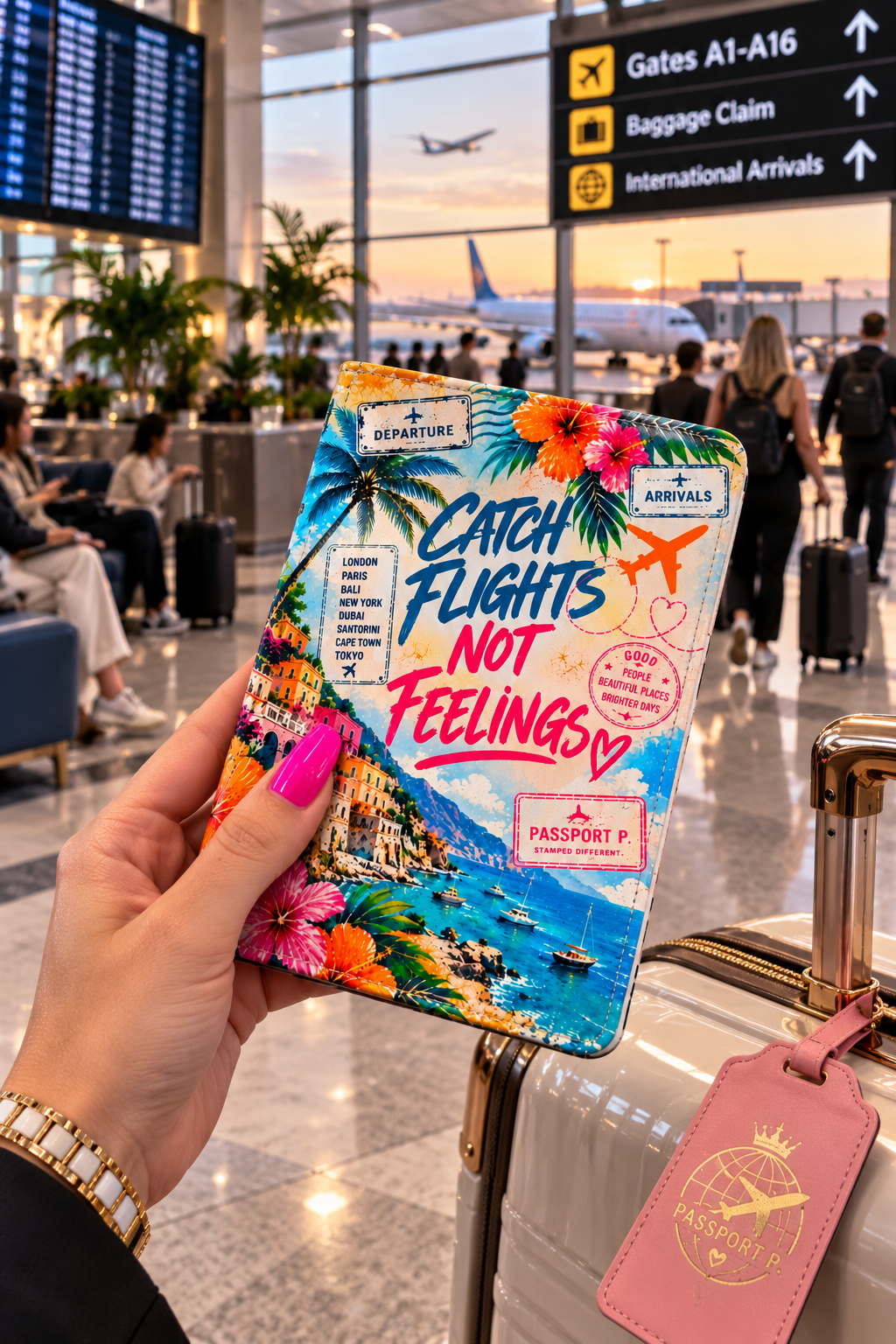 Catch Flights Not Feelings Tropical Travel Passport Cover