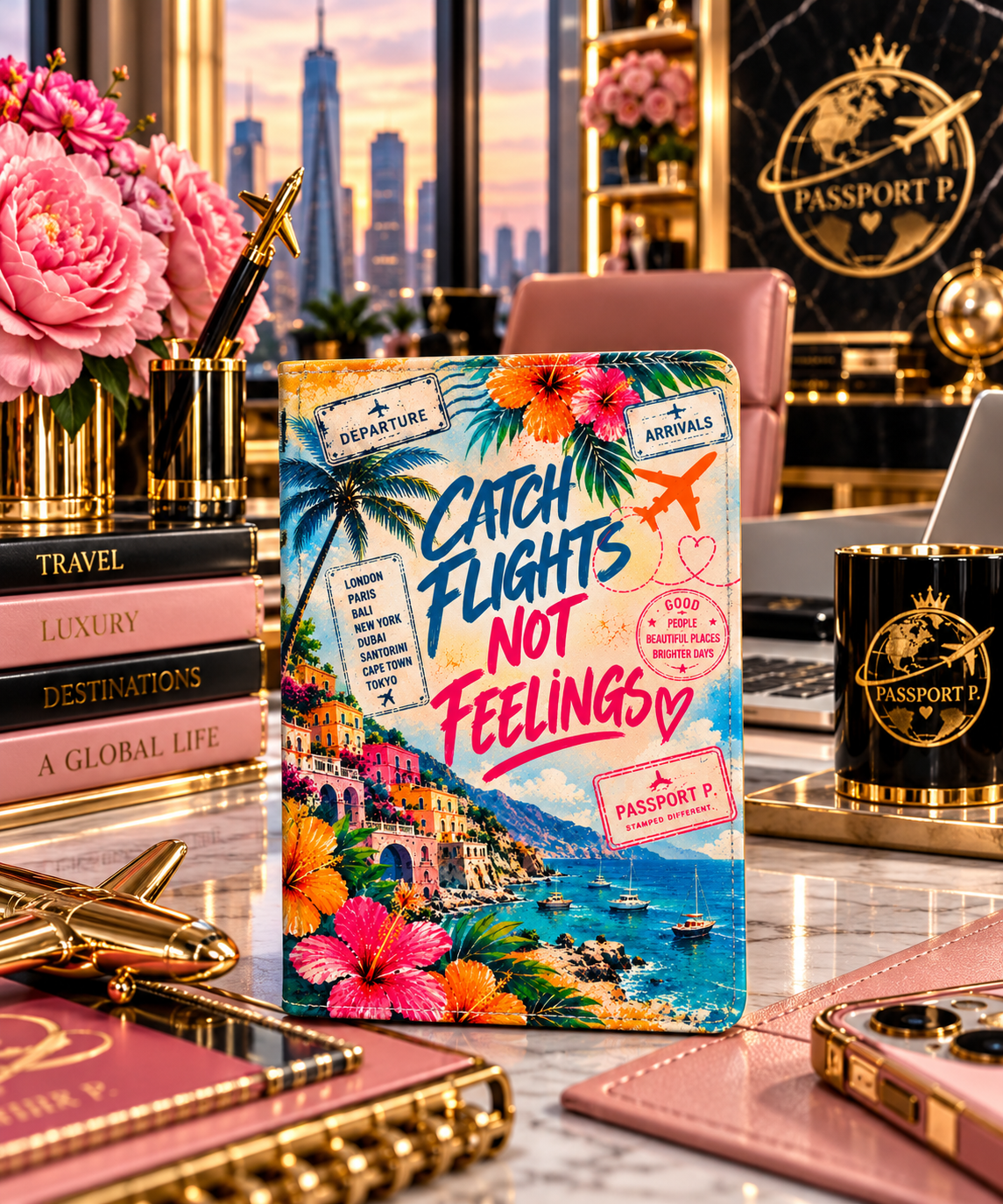 Catch Flights Not Feelings Tropical Travel Passport Cover