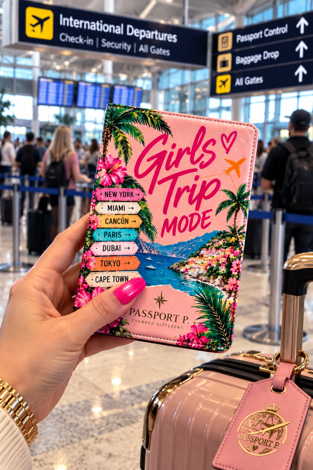 Girls Trip Passport Cover – Tropical Travel Adventure Design