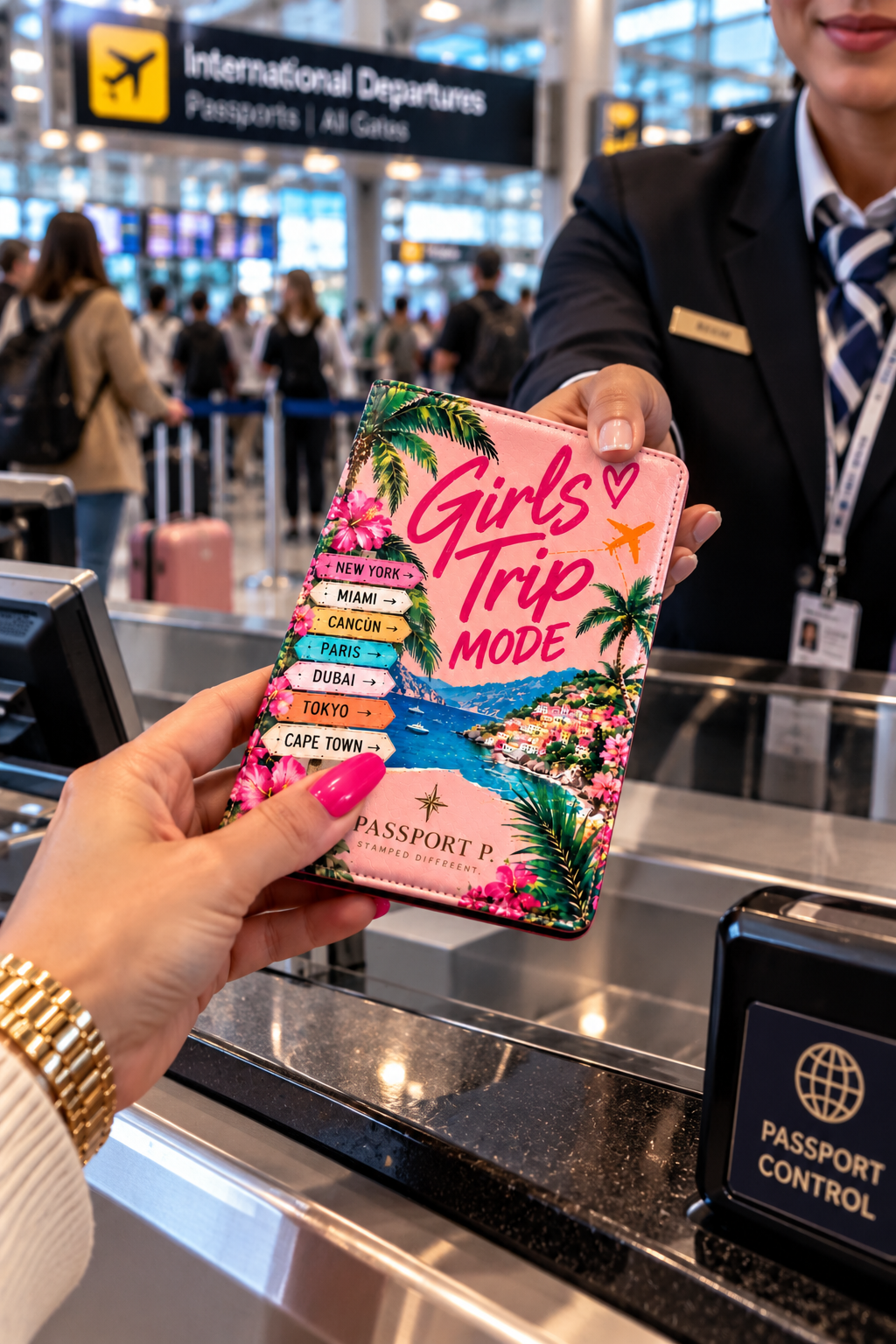 Girls Trip Passport Cover – Tropical Travel Adventure Design