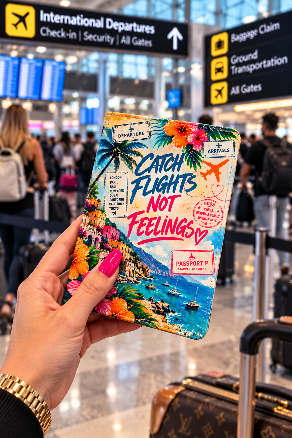 Catch Flights Not Feelings Tropical Travel Passport Cover