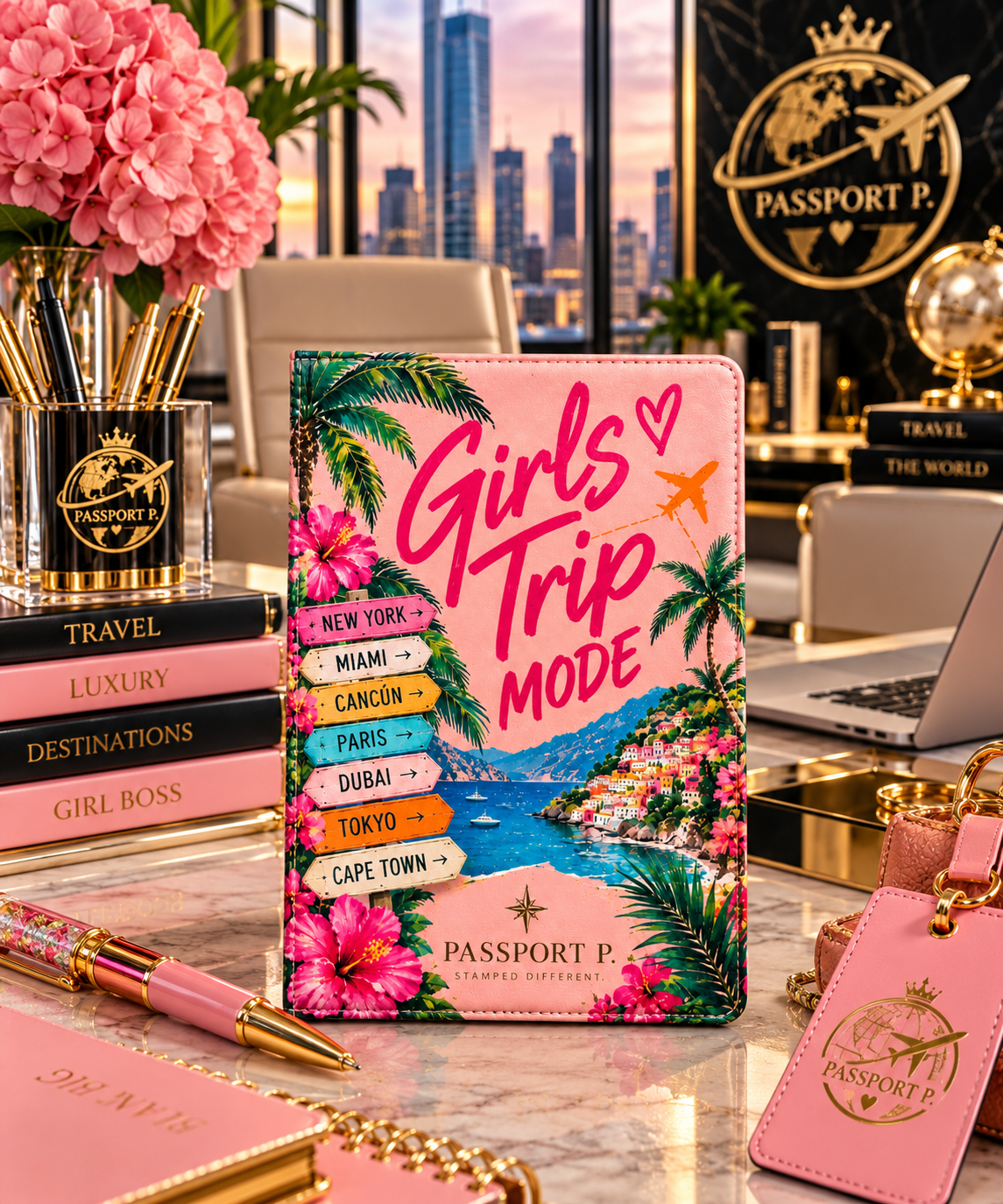 Girls Trip Passport Cover – Tropical Travel Adventure Design